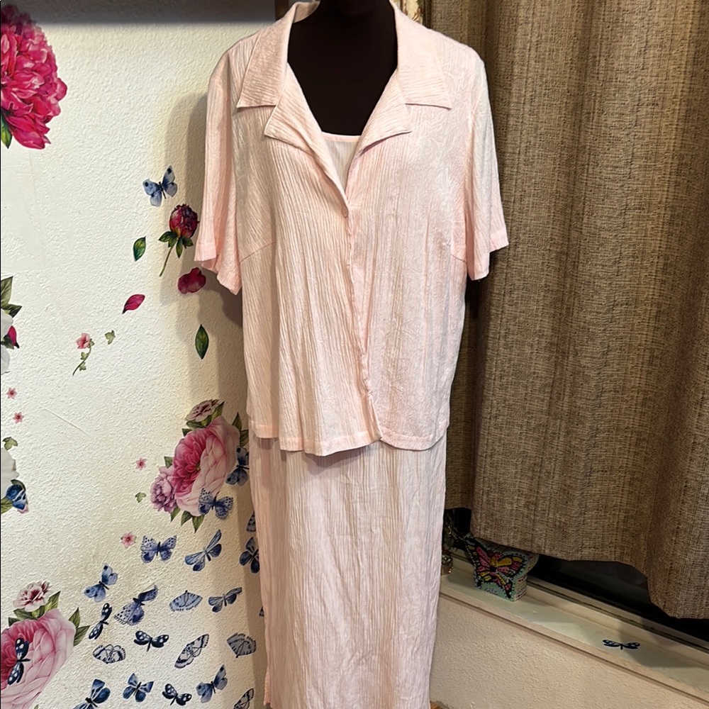 Vintage 1990’s Fashion Bug light pink two piece dress set. Size 22/24W.